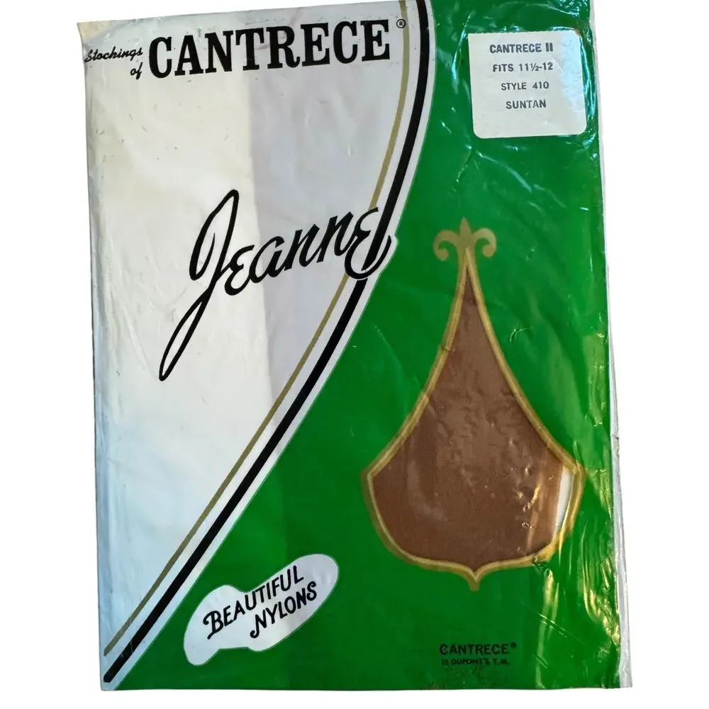 Lot 3 Vintage Jeanny Cantrece II Nylon Stockings Suntan 11.5-12 Style 410 NOS